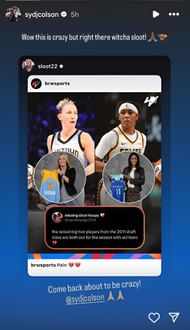 Sydney Colson's IG story via @sydjcolson